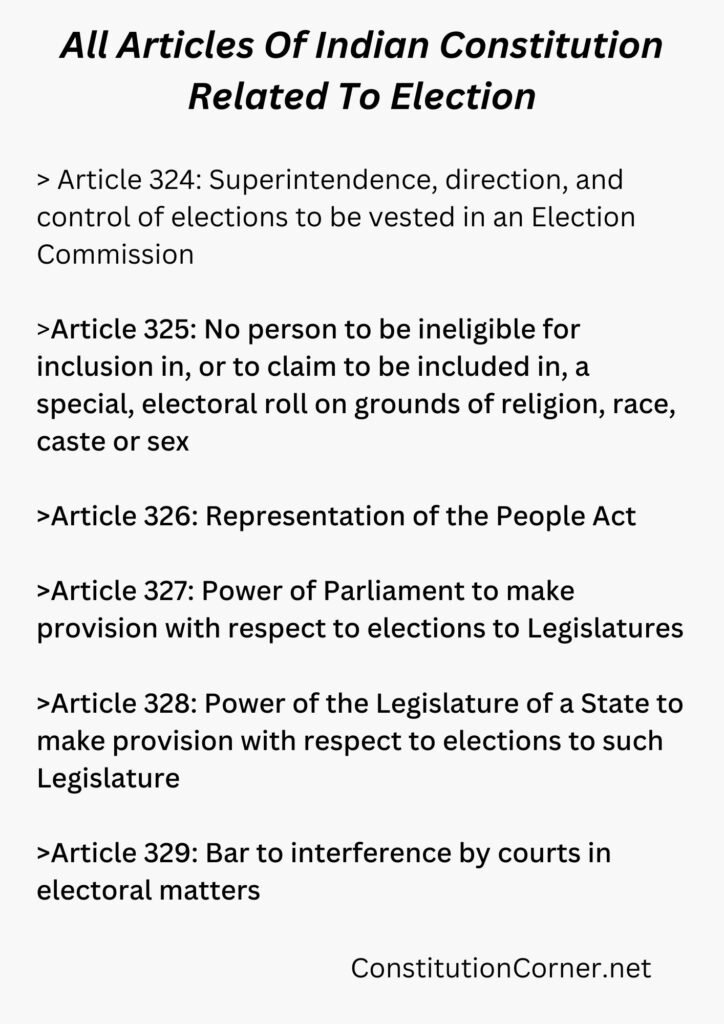 All Articles Of Indian Constitution Related To Election