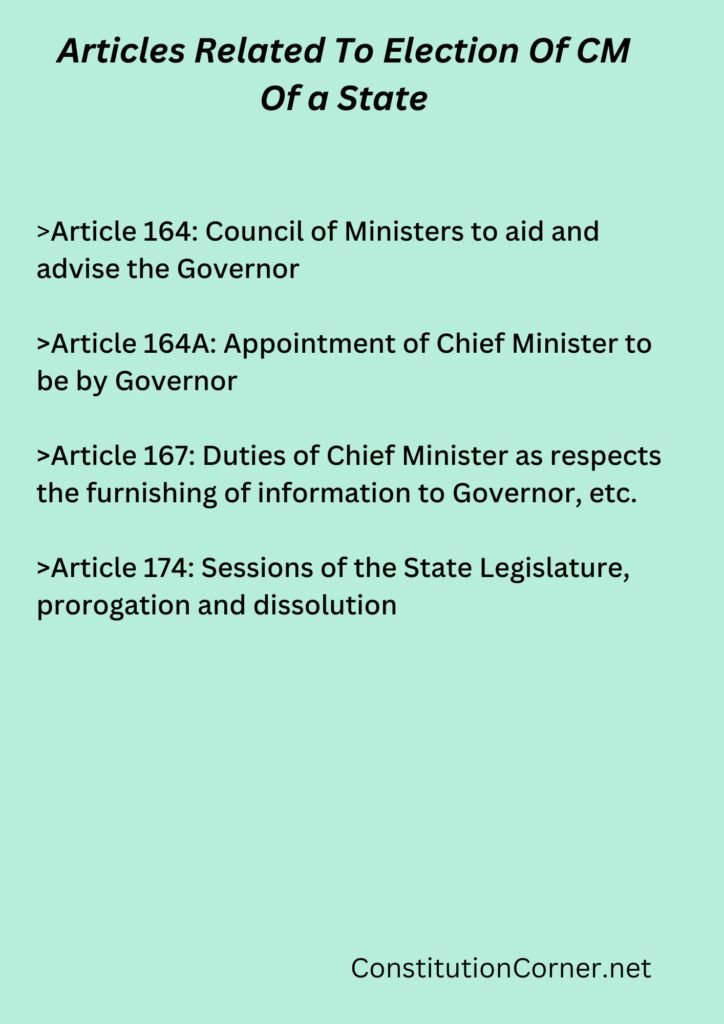 Articles Related To Election Of CM Of a State